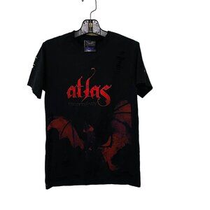 Atlas Mens T Shirt Immortal Entity Distressed Black Red Graphic Tee Small